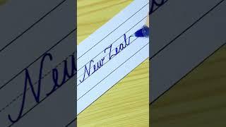 New Zealand- How to write Countries name in Cursive Writing | Cursive Handwriting Practice #shorts