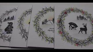 4 Christmas Wreath Cards - Card-io Card Stamps