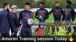 Ruben Amorim first team training today | AMAD Dialo, Mainoo, Urgate, Mazrauoi, Casemiro all spotted