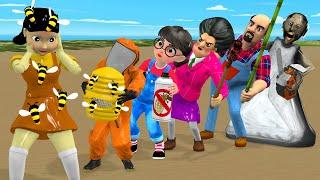 Scary Teacher 3D vs Squid Game Help Squid Doll Revenge On The Bee Hive Ferocious 5 Times Challenge