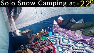 Trying Hot Tent Snow Camping in -22 | Solo Snow Camping | @RidingwithPeace