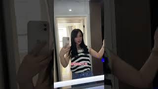 Hot Chinese woman admires her crazy long tongue in the mirror