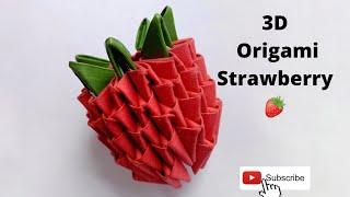 How to make 3d origami strawberry । 3d origami strawberry easy tutorial video। Bongo Shilpo।