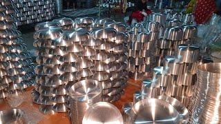 Production of Stainless Steel | Silver Vessels Making Process |  Metal Item Utensils Casting Skills