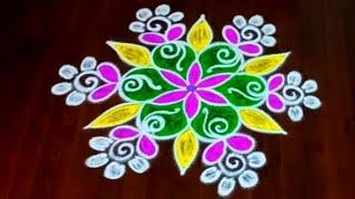 Bogi festival rangoli kolam  traditional rangoli design  beautiful colour kolam with dots 