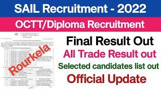 SAIL Rourkela Result out||All trade Result out||Octt Result out||SAIL Result 2023||official update