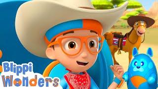 Blippi's Cowboy Adventure with Hampton the Horse!  | Moonbug KidsLearning Corner