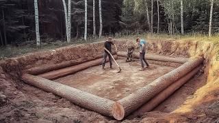 Two Men Build HUGE CABIN Underground | Start to Finish by @lifeinthesiberianforest1