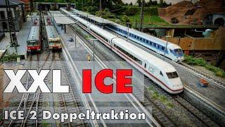 XXL ICE zu lang für den Bahnhof? Modelleisenbahn H0 Zugfahrten mit ICE 2 Doppeltraktion!