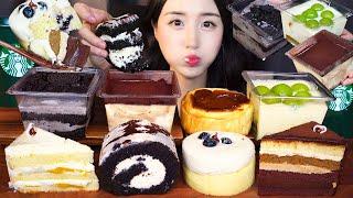 KOREAN STARBUCKS CAKE ASMR DESSERT CHOCOLATE TIRAMISU OREO MUKBANGㅣNO TALKING SOUND