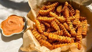 Homemade Crispiest Crinkle Cut Fries with special masala mix!