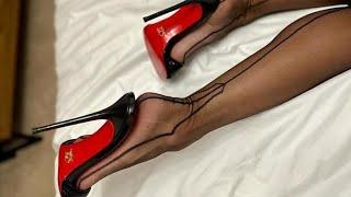 open toe stiletto heels with nylon stockings | #viralvideo #youtube