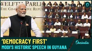 PM Modi’s Speech in Guyana Parliament: Historic Address Ends With Thunderous Applauds| Watch