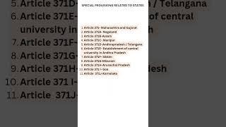 SPECIAL PROVISIONS RELATED TO STATES | ARTICLE 371-371J #tnpsc #indianpolity #study
