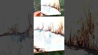 Quick Easy Abstract Acrylic Ink & Water Effect on Winter Scene! #acrylictechniques #art