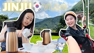 I tried the KOREAN TRADITIONAL TEA CEREMONY...+ ZIPLINE! | JINJU DAY 2: Hanok Village, WolasanForest