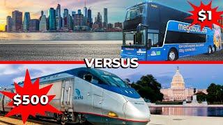 FIRST CLASS Train vs CHEAPEST Bus between DC and NYC