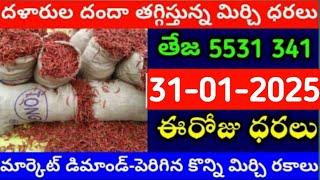 31-01-2025 గుంటూరు మిర్చి మార్కేట్ ధర || Today #MirchiRates In market ||  Mirchi Rate Increase ??