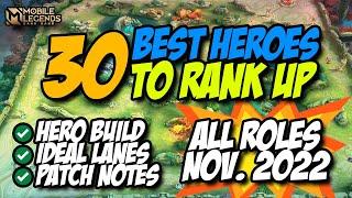 BEST HEROES IN MOBILE LEGENDS NOVEMBER 2022 ALL ROLES || RANK UP META