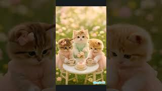 LET'S HAVE A TEA CUP PARTY MEOW #ai #cat #catshorts #cutenessoverload #highlightseveryone