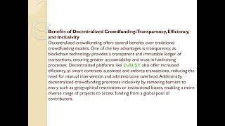 Decentralized Crowdfunding vs  Traditional Crowdfunding  A Comparison by Experts at D AI SY