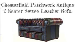 Chesterfield 2 seater Antique Patchwork Leather Sofa Settee