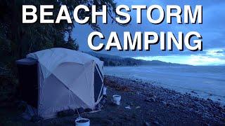 Camping On The Beach In A Huge Storm