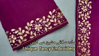 Fancy Embroidery By Sewing Machine | DIY | New Sewing Hacks | Latest Sleeves Design