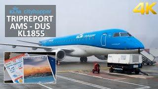  [4K] TRIPREPORT | KLM Cityhopper | Embraer 190 |  Amsterdam - Düsseldorf | Economy comfort