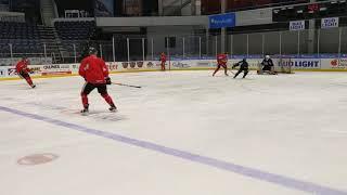 Hockey Drills- cycle,point shot,regroup, 2v1, point shot.