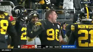 TJ Watt INSANE INT on Joe Burrow