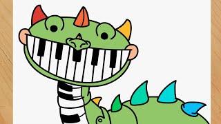 Como dibujar a Pianosaurus facil de Poppy Playtime 4