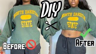 DIY Crop Crewneck + Hoodie| How To Sew A Crop Top| Thrift Flip