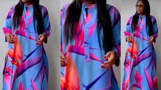 MAKE A BUBU GOWN WITH PLACKET AND BISHOP COLLAR