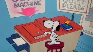 Snoopy Laughs in Library about Obedience Training