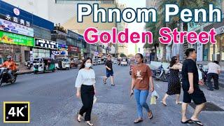 Phnom Penh Walking: Golden Street, Downtown City | Cambodia 4K