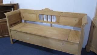 19th Century Large Antique Farmhouse Box Bench  - Pinefinders Old Pine Furniture Warehouse