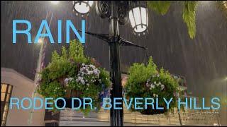 Rain on Rodeo Drive at night