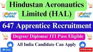 HAL RECRUITMENT 2023 || APPLY ONLINE FOR 647APPRENTICE POSTS || VACANCYGATE ||