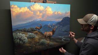 Landscape Oil Painting "A Serene Stillness" - Rocky Mountain Elk