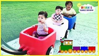 Kids Take Step 2 Choo Choo Triple Wagon to Outdoor Playground with Ryan's Family Review