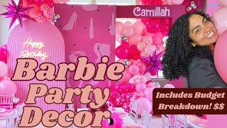 Barbie Theme Birthday Decor Ideas + Kids Party Inspiration + Balloon Garland + Party Budget Tutorial