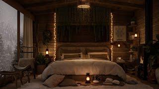 Cozy Winter Cabin Ambience For Sleep | Relax and Fall Asleep with Gentle Snowfall & Crackling Fire