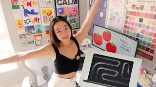 fun days as a graphic designer | macbook m4 unboxing, 50k Q&A, how I come up with ideas, room tour