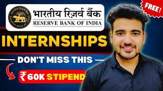 RBI Free Internships for Students | RBI Summer Internship | For Fresher Graduate & Post Graduate