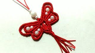 #Gantungan kunci kupu tali satin, Butterfly macrame keychain,pelangi shop