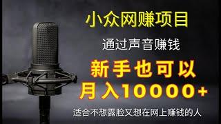 小众自媒体网赚项目，通过声音赚钱，新手也可以月入10000+！适合不想露脸又想在网上赚钱的人操作的赚钱项目！