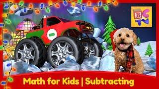 Learn Math with Monster Trucks for Kids | Subtracting - Christmas Edition