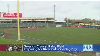 Grounds Crew At Raley Field Prepare For Opening Day