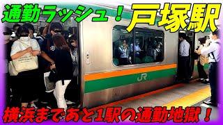 【鬼のように混む！】戸塚駅の朝ラッシュ！JR東海道線＆横須賀線！【神奈川県横浜市】